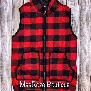 Boutique kids red plaid vest
